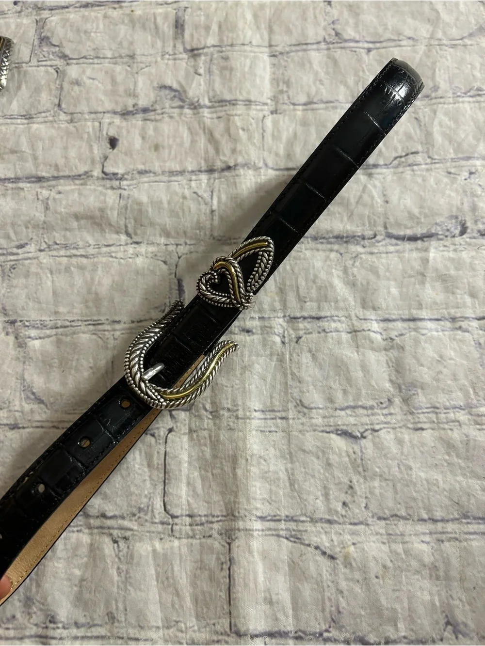 BRIGHTON CLASSICS AND REVERSIBLE BLACK & BROWN CROC EMBELLISHED BUCKLES BELTS S